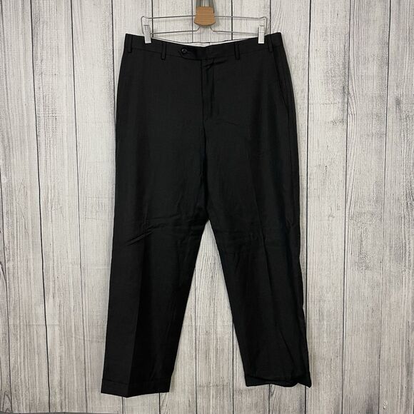 Zanella Todd Men's W36 x L30 Dark Grey Wool Flat Front Cuffed Dress Pants - Picture 6 of 7